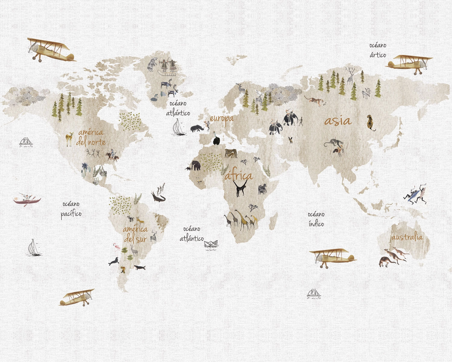 Mapa Acuarela Beige
