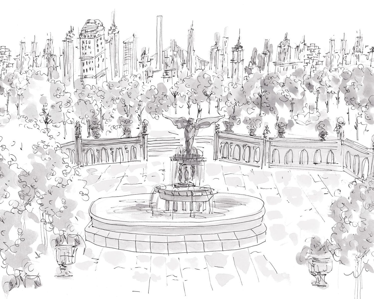 Papel mural Central Park blanco y negro (Manuel Santelices)