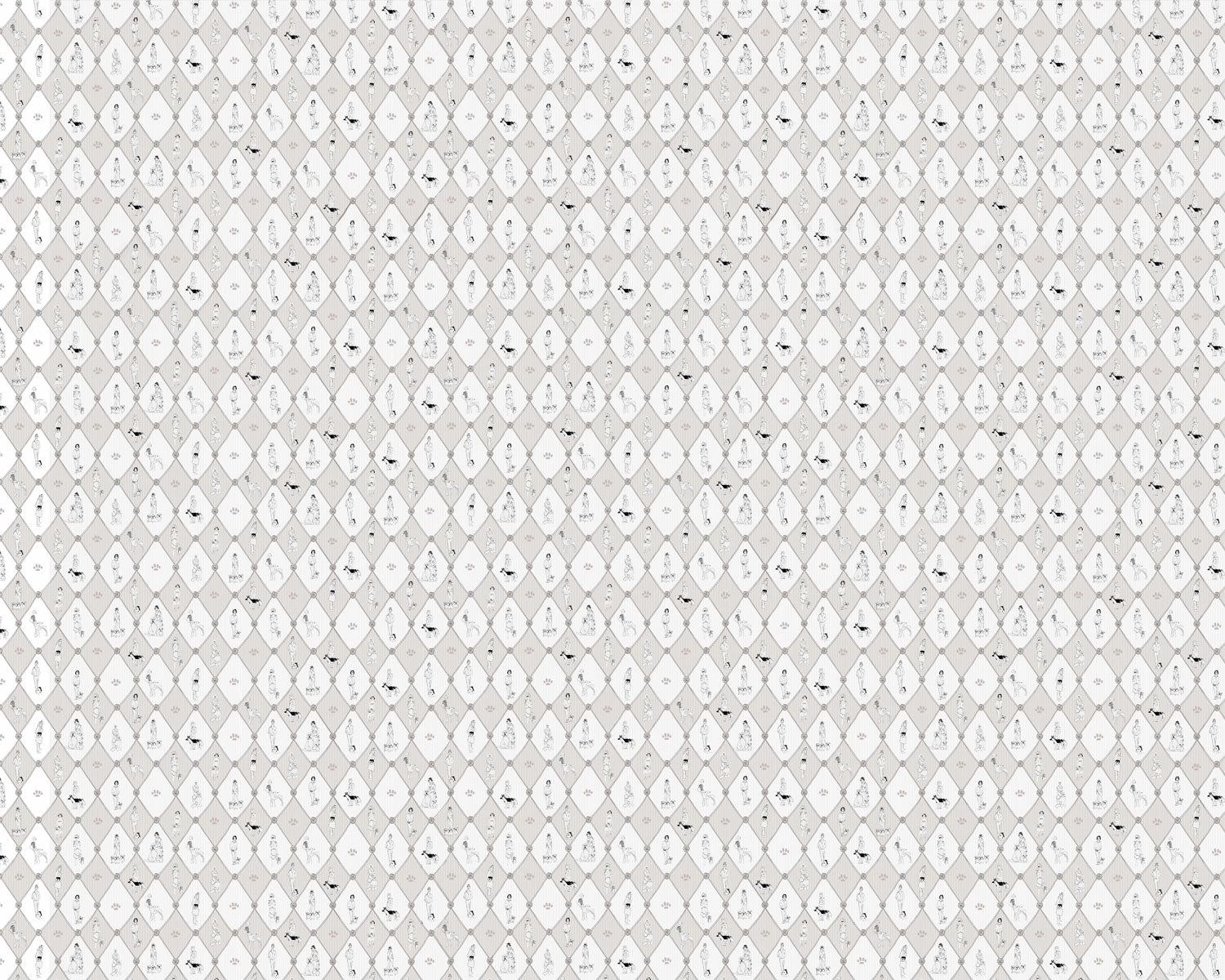 Papel mural Perros Rombos Blanco Beige (Manuel Santelices)