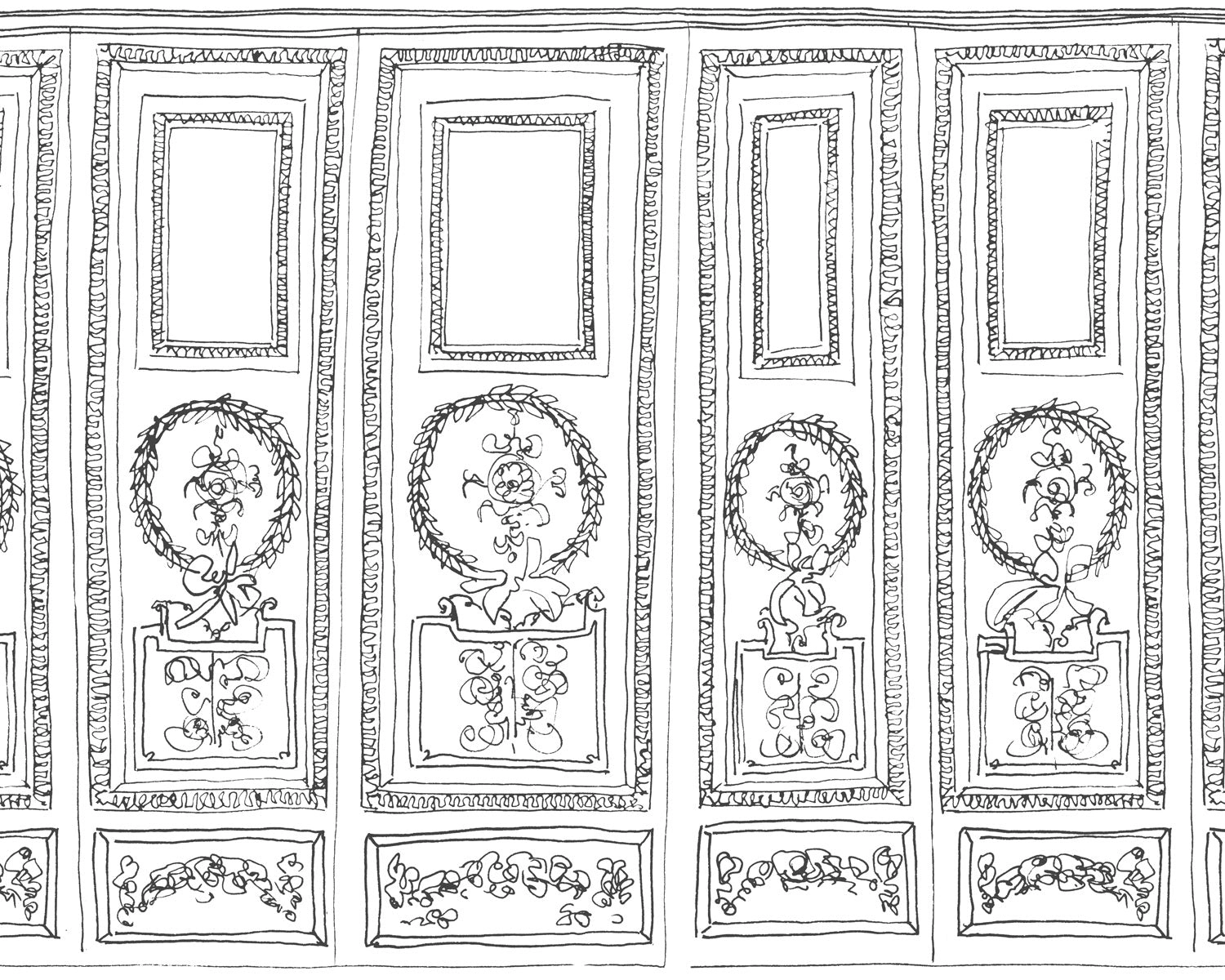 Papel mural Boiserie Blanco y Negro (Manuel Santelices)
