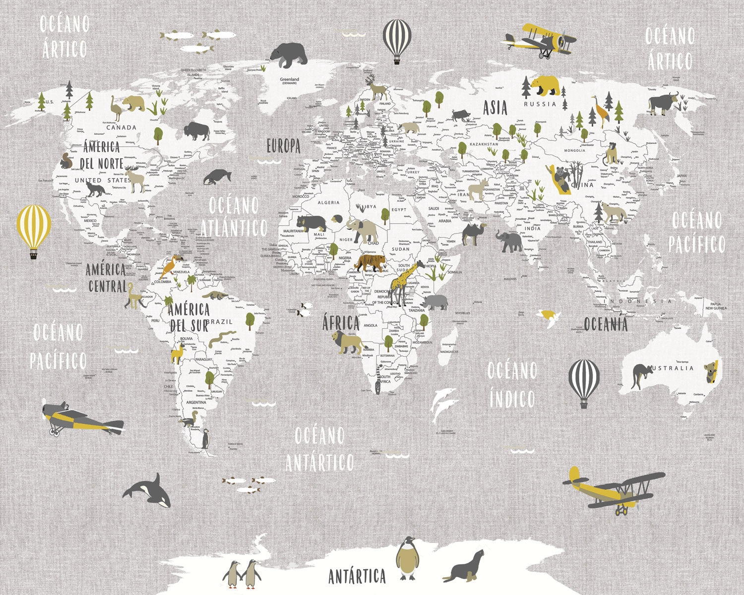 Mapa Animales Gris