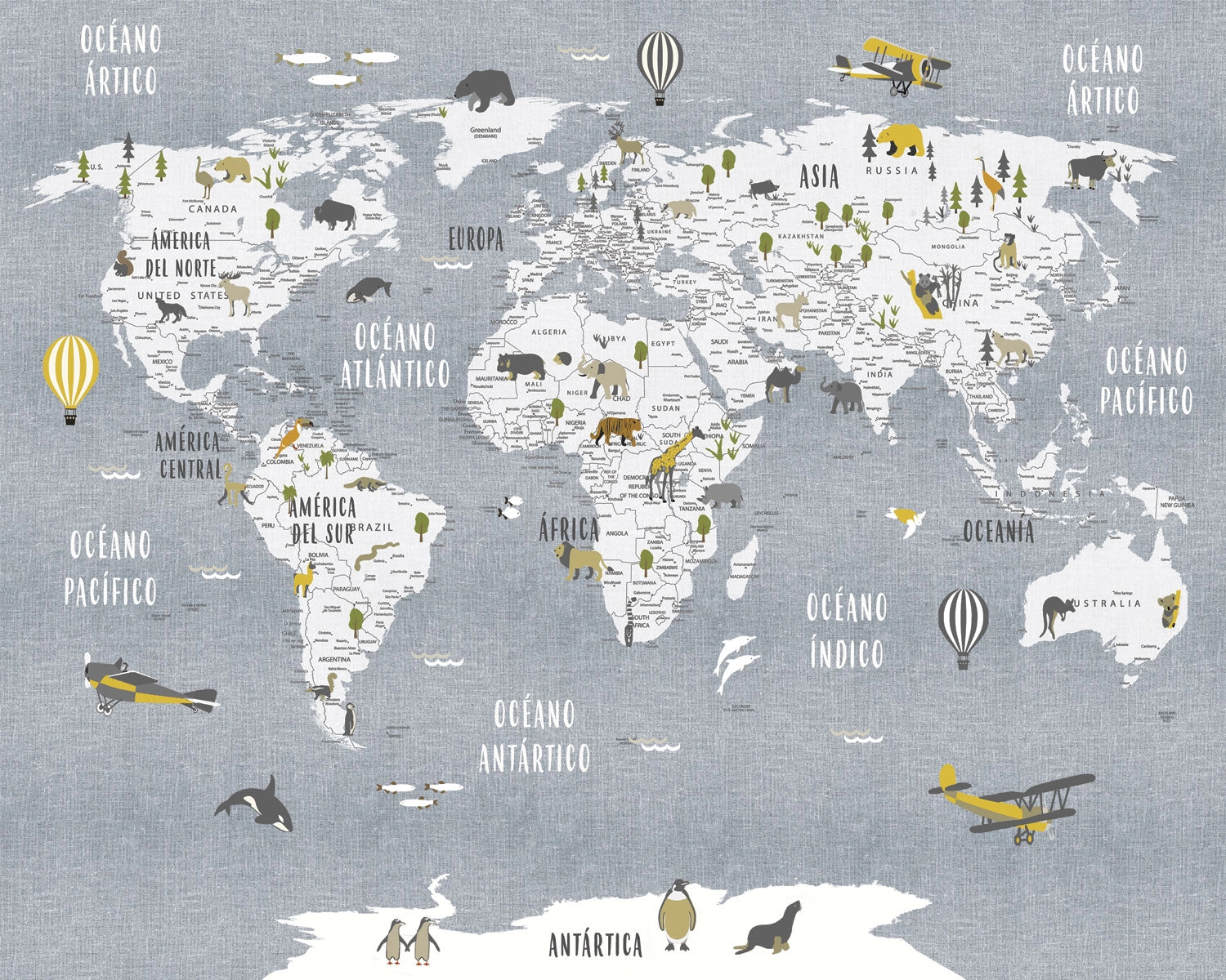 Mapa Animales azul