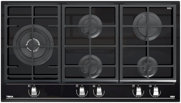 Encimera Cristal Gas 5 Quemadores GZC 95320 Negro Teka