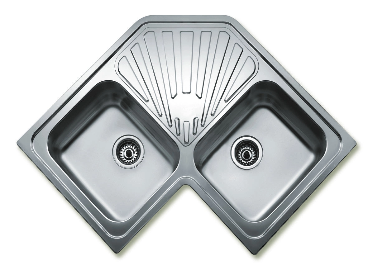 Lavaplatos Empotrado Classic Angular 2 Cubetas Reversible - Acero Inoxidable