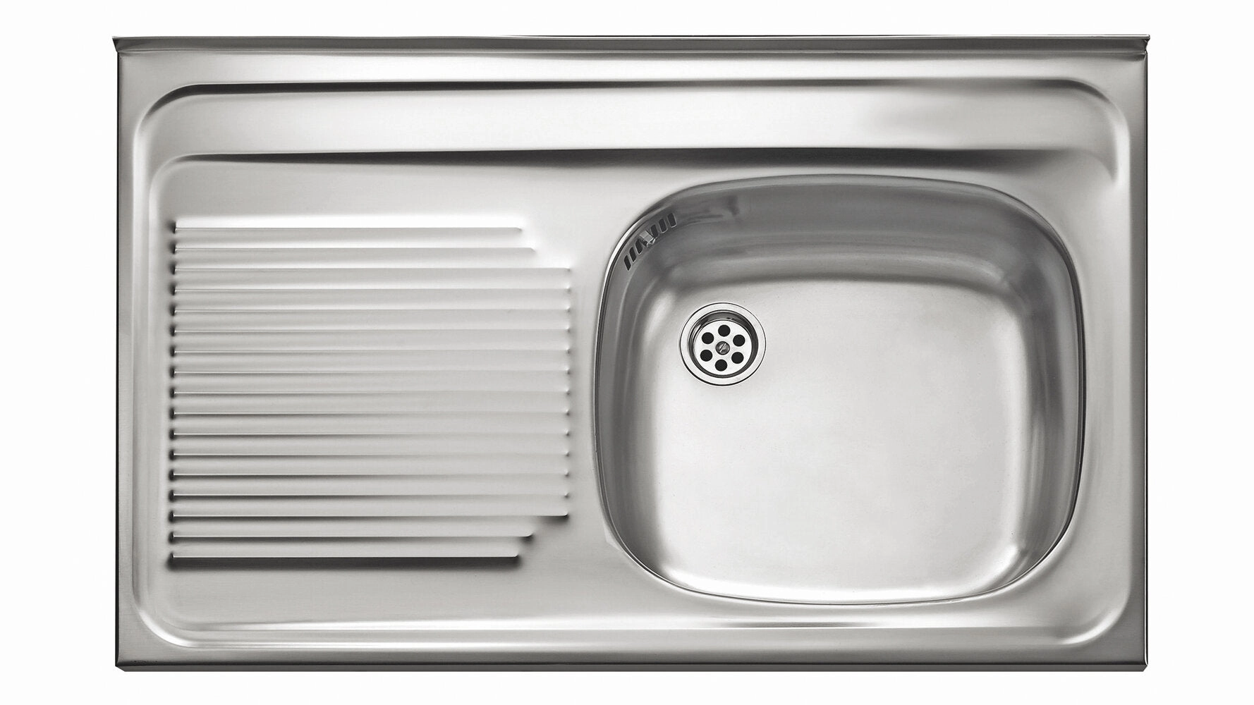TEKA Lavaplatos Acero Inoxidable 80x50 cm — 1 Cubeta, Escurridor Izquierdo, Sobreponer