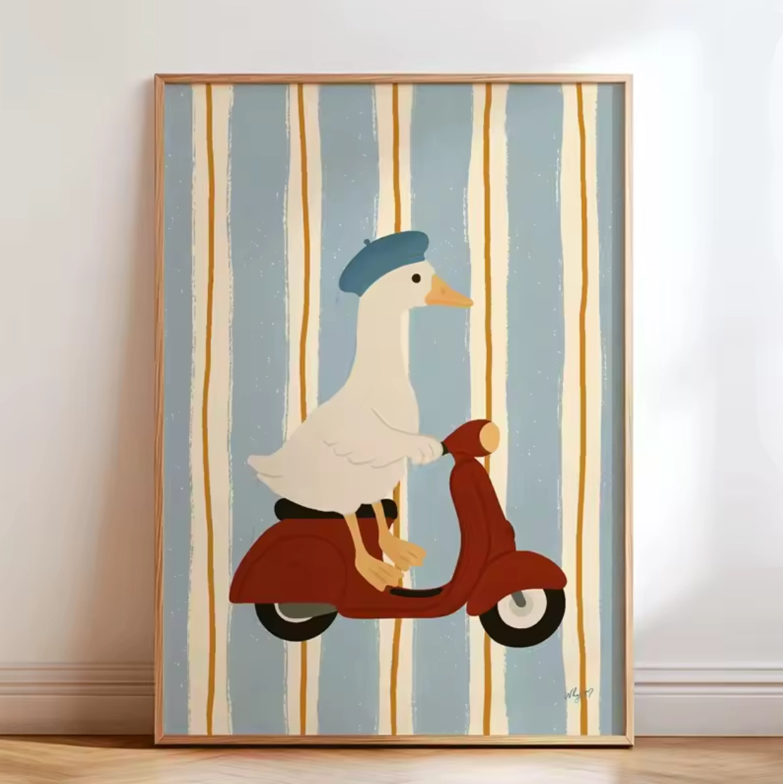 Lámina / poster - Duck in a vespa