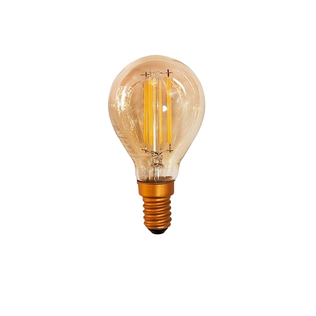 Ampolleta filamento vintage ámbar miniglobo Ø4x8 cm LED E14