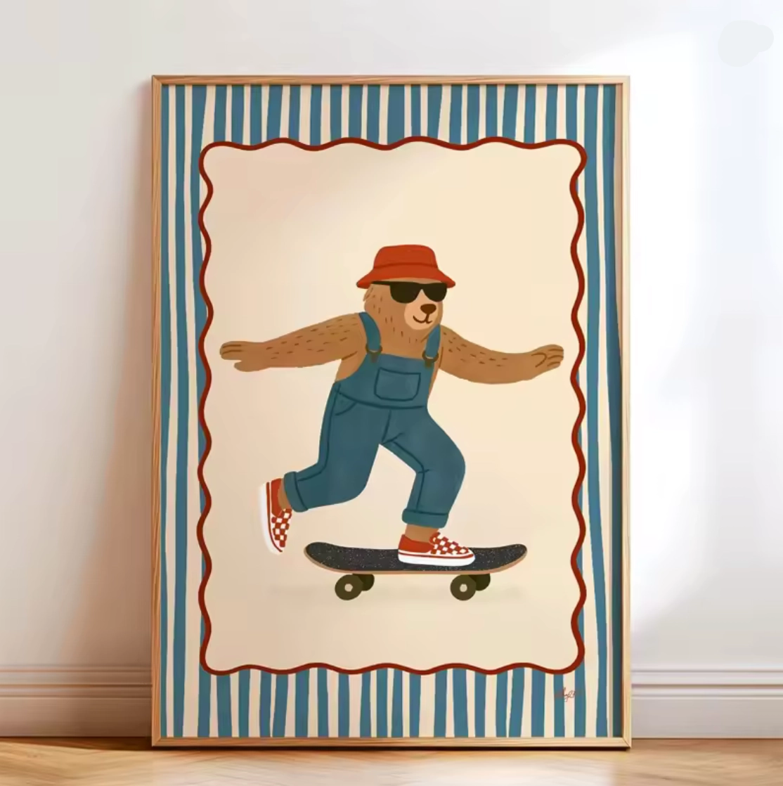 Lámina / poster - Bear in a skate lines