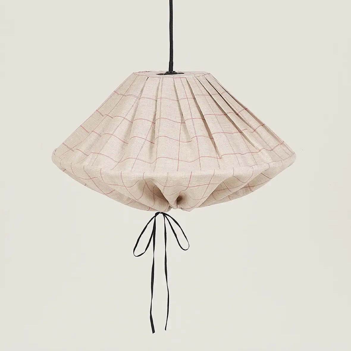 Lámpara colgante lino francés Yumi 50 cm - Carmine grid