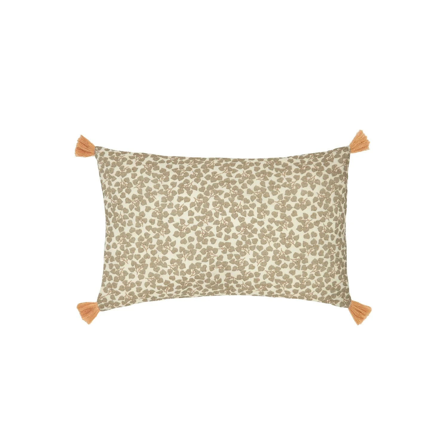 Cojín rectangular con pompones de doble gasa de algodón lavado Wabi Sabi - Light green yumiko