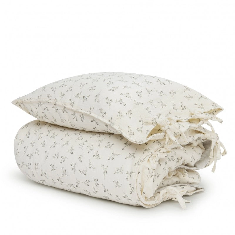 Funda de plumón y almohada - Olive bloom