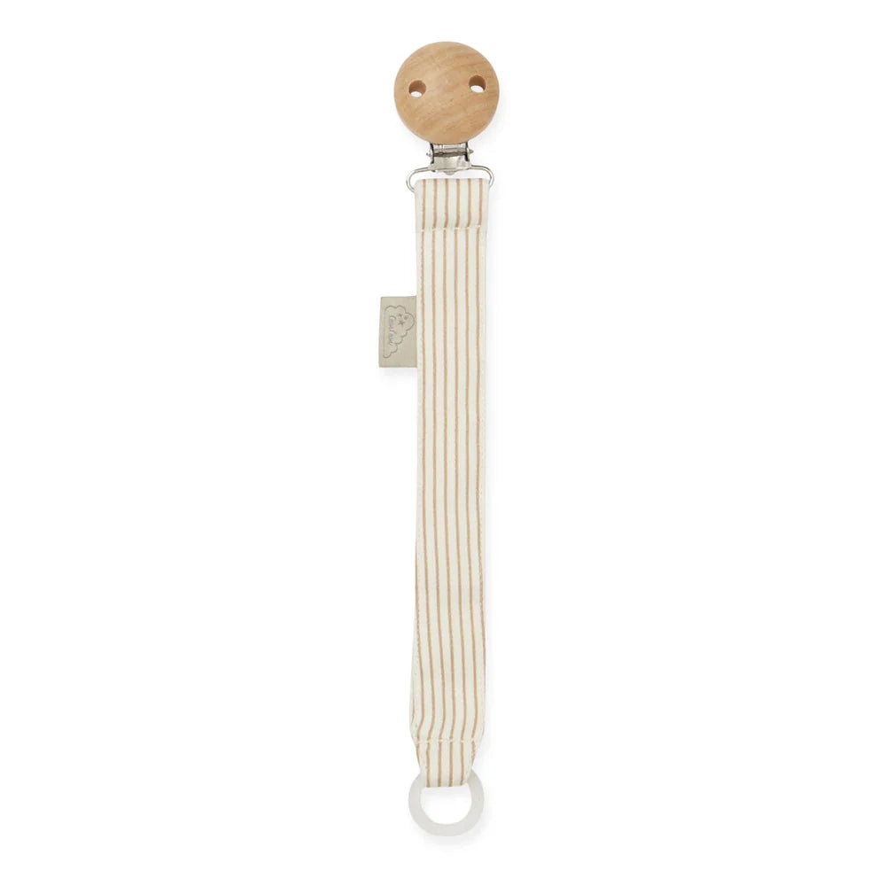 Porta Chupetes GOTS - Classic stripes camel