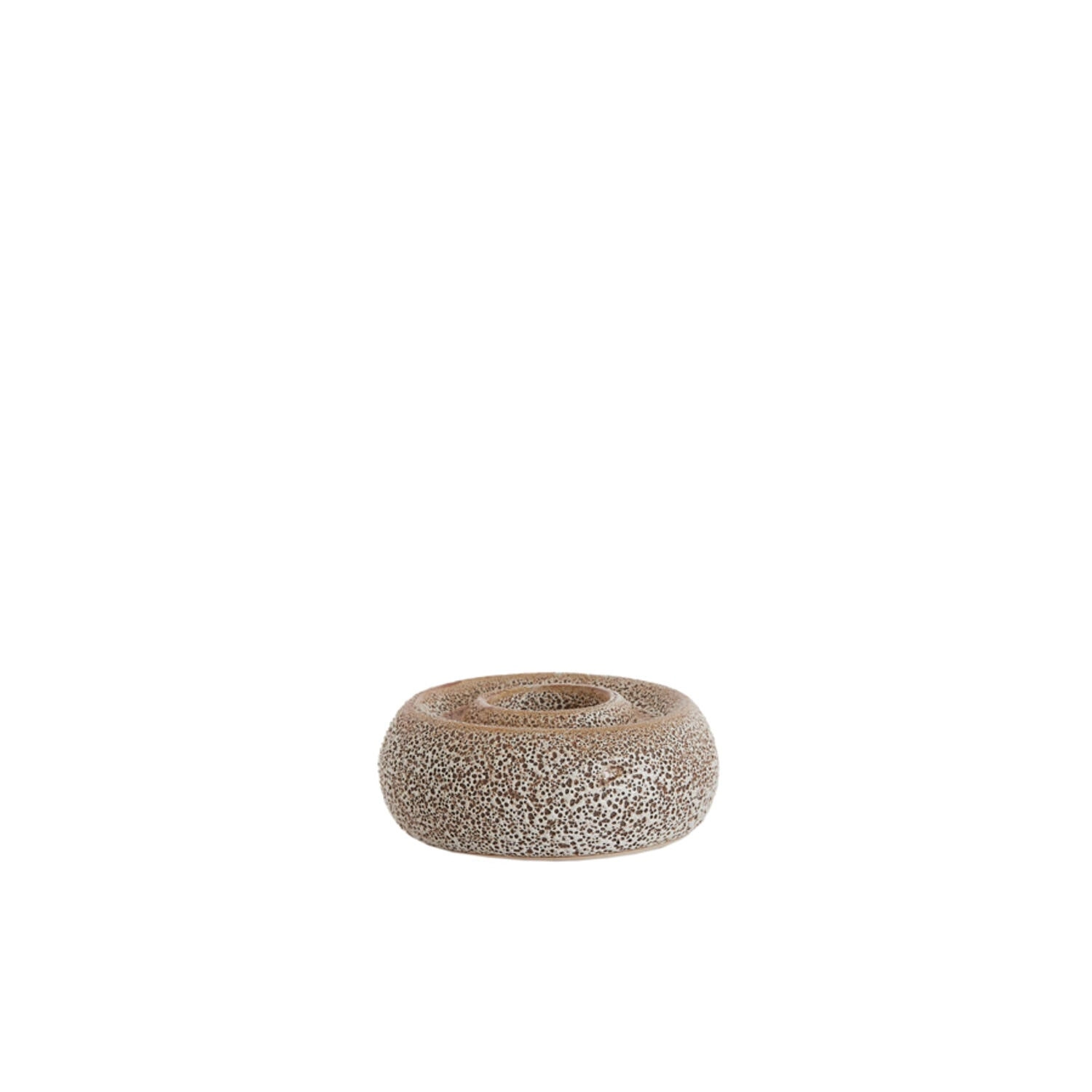 Porta velas ceramica - Cream & black - Ø12.5x5 cm