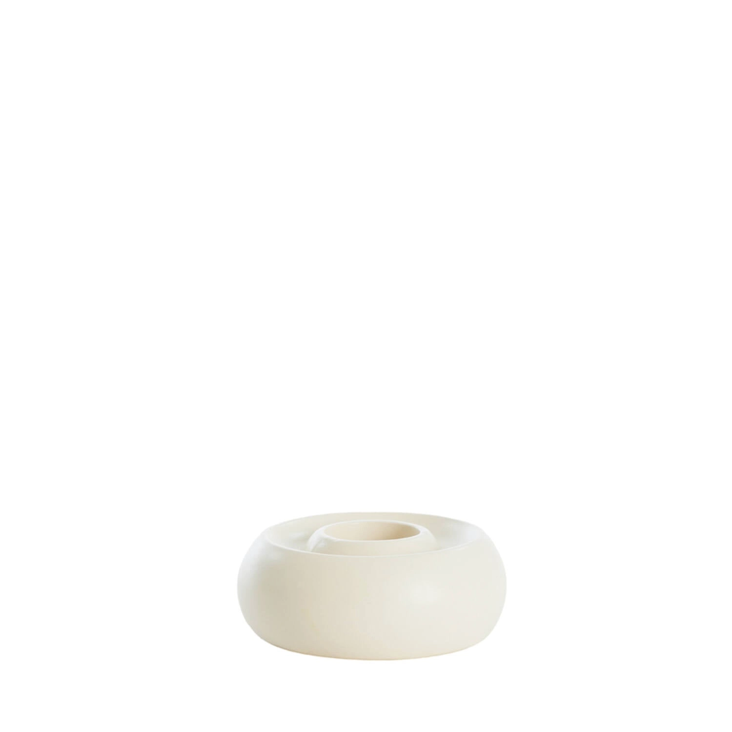 Porta velas ceramica - Mat cream - Ø12.5x5 cm