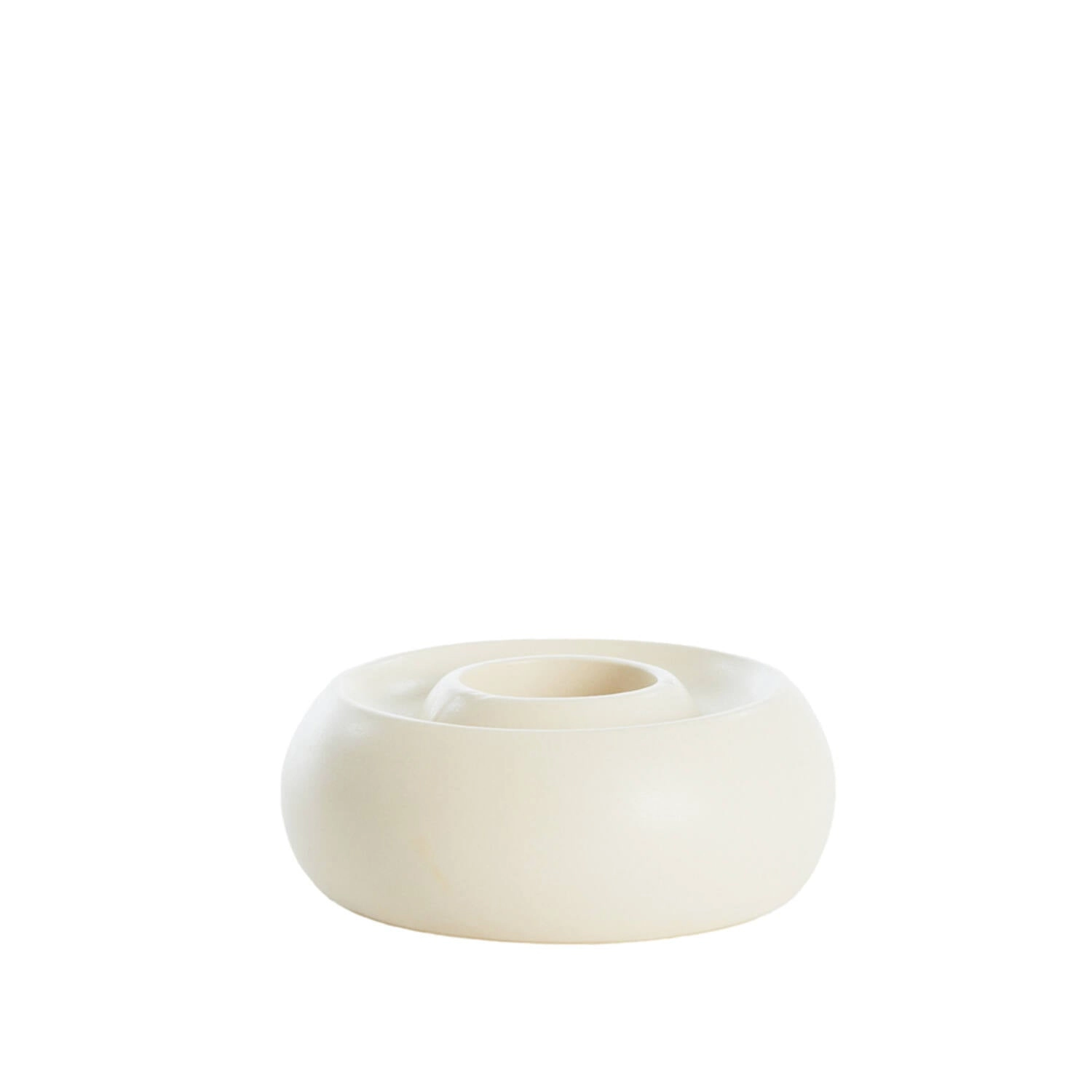 Porta velas ceramica - Mat cream - Ø20.5x7.5 cm