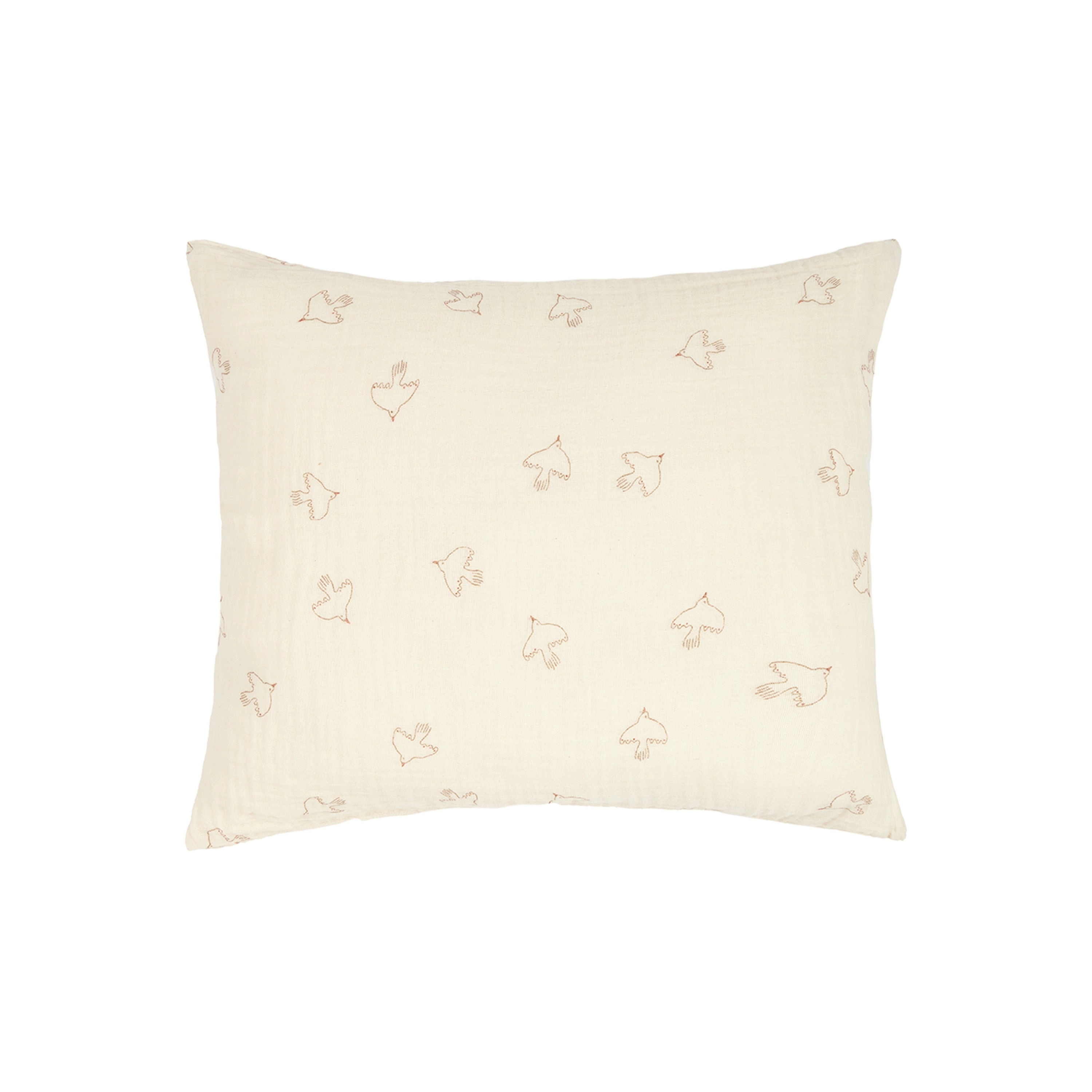 Funda de almohada Wabi Sabi (Doble gasa algodón lavado) 60 x 60 cm - Brown Hoshi Birds