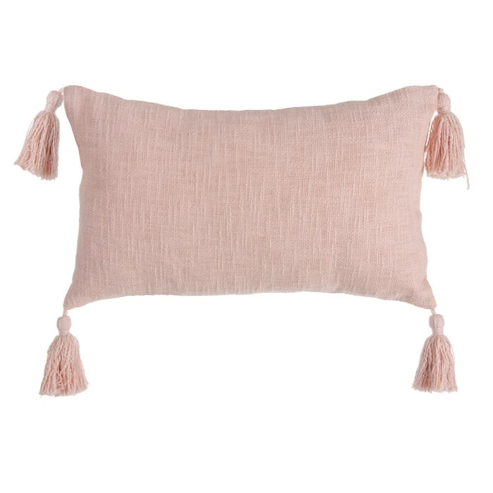 Cojin Rectangular Pompones - Rosa