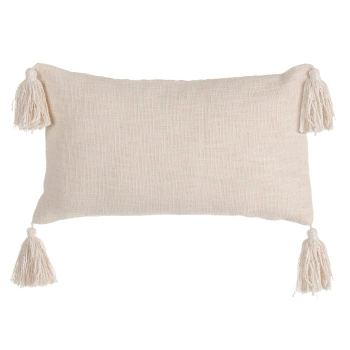 Cojin Rectangular Pompones - Beige