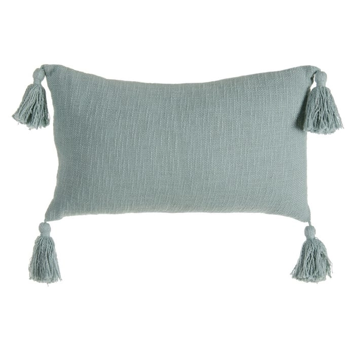 Cojin Rectangular Pompones - Celeste