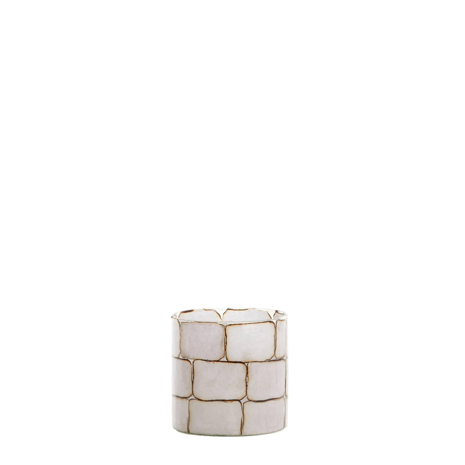 Porta velas vidrio - Hush white - Ø10x11 cm