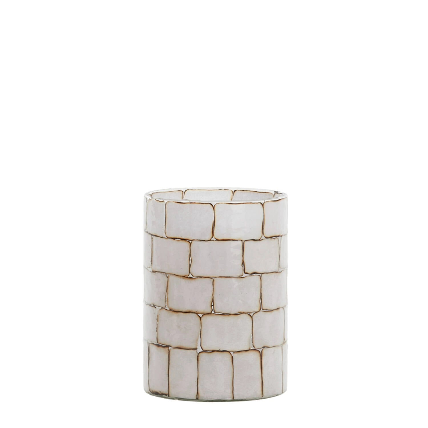 Porta velas vidrio - Hush white - Ø14x20 cm