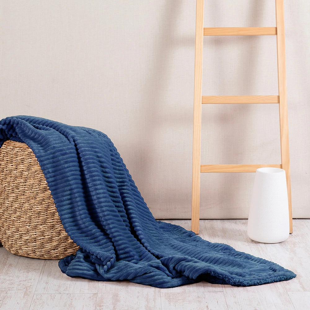Manta Corduroy Sherpa 127x152 cm Azul