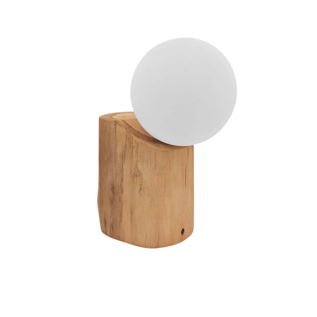 Lámpara de mesa madera natural pantalla vidrio opal 18x19 cm G9 - OPLS0037