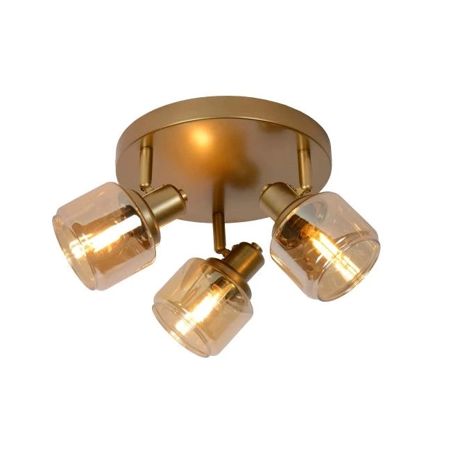 Plafón metal vidrio bronce champagne Ø38x14 cm 3 luces E14 - LUPL0073