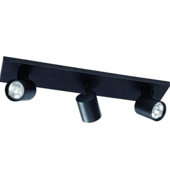 Foco aluminio negro 3 luces 47,7 cm GU10 - PHRE0014