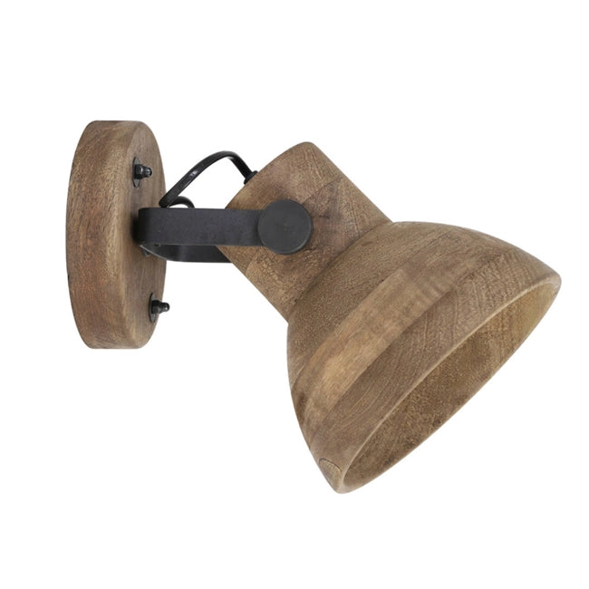 Lámpara de pared madera marrón negro mate 21x17x19 cm E27 - LLAP0090