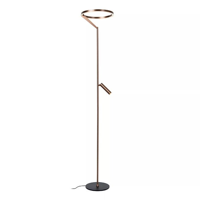 Lámpara de pie aluminio café 25W / 8W lector LED - LULP0135
