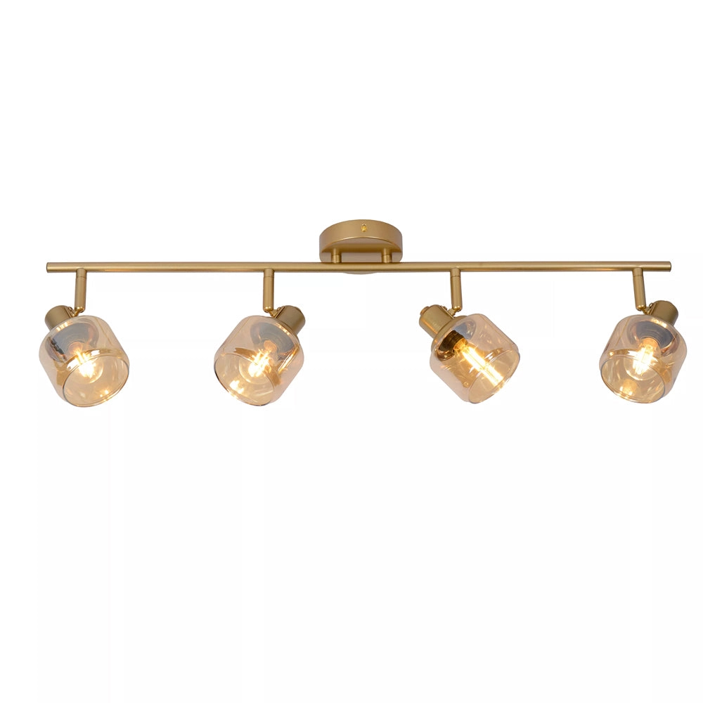 Lampara de techo metal bronce vidrio champagne 75x16.5cm 4x40W E14 LULT0003