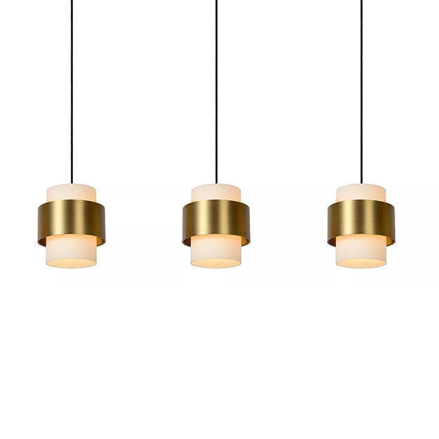 Lámpara colgante metal vidrio empavonado bronce 1,06 3 luces cm E27 - LULC0193