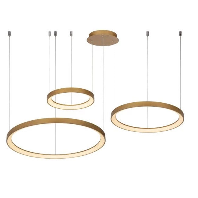 Lámpara colgante oro triple aro Ø78 x Ø58 x Ø38 cm LED 120 W - LULC0206