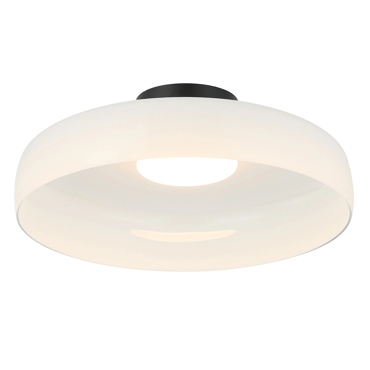 Plafón vidrio opal + metal negro LED 15W Ø42cm - ONPL0004