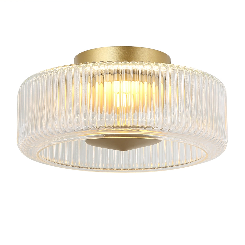 Plafón vidrio metal dorado 30cm 15 W 3000k - ONPL0006