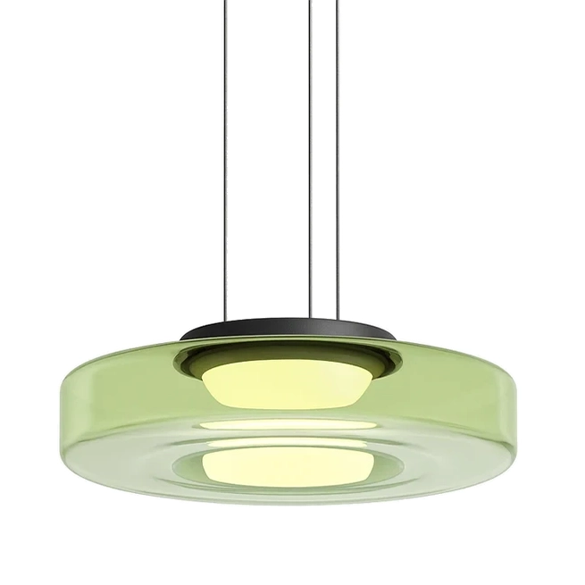 Lámpara colgante vidrio Verde metal negro Ø45x11cm 12W LED - LGLC0204