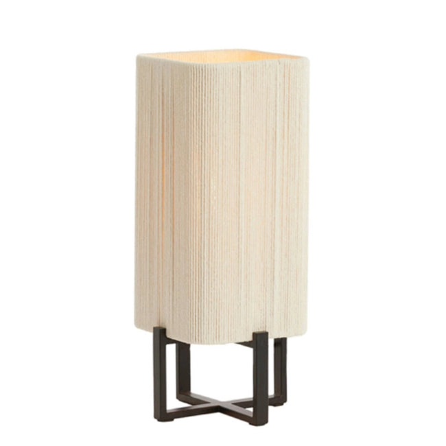Lámpara de mesa metal negro textil crema 16,5x39 cm E27 - LLLS0363