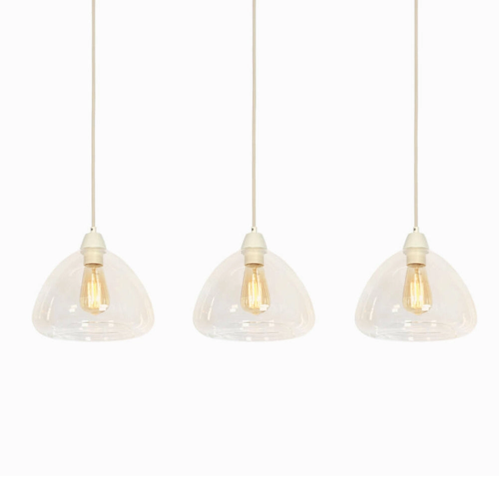 Lámpara colgante vidrio transparente crema 3L 94x26x19 cm E27 - LLLC0665