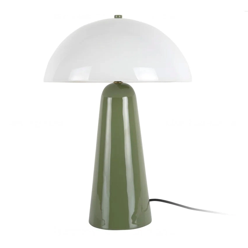 Lámpara de mesa metal verde brillante vidrio opal Ø30xH42 cm E27 - PGLS0118