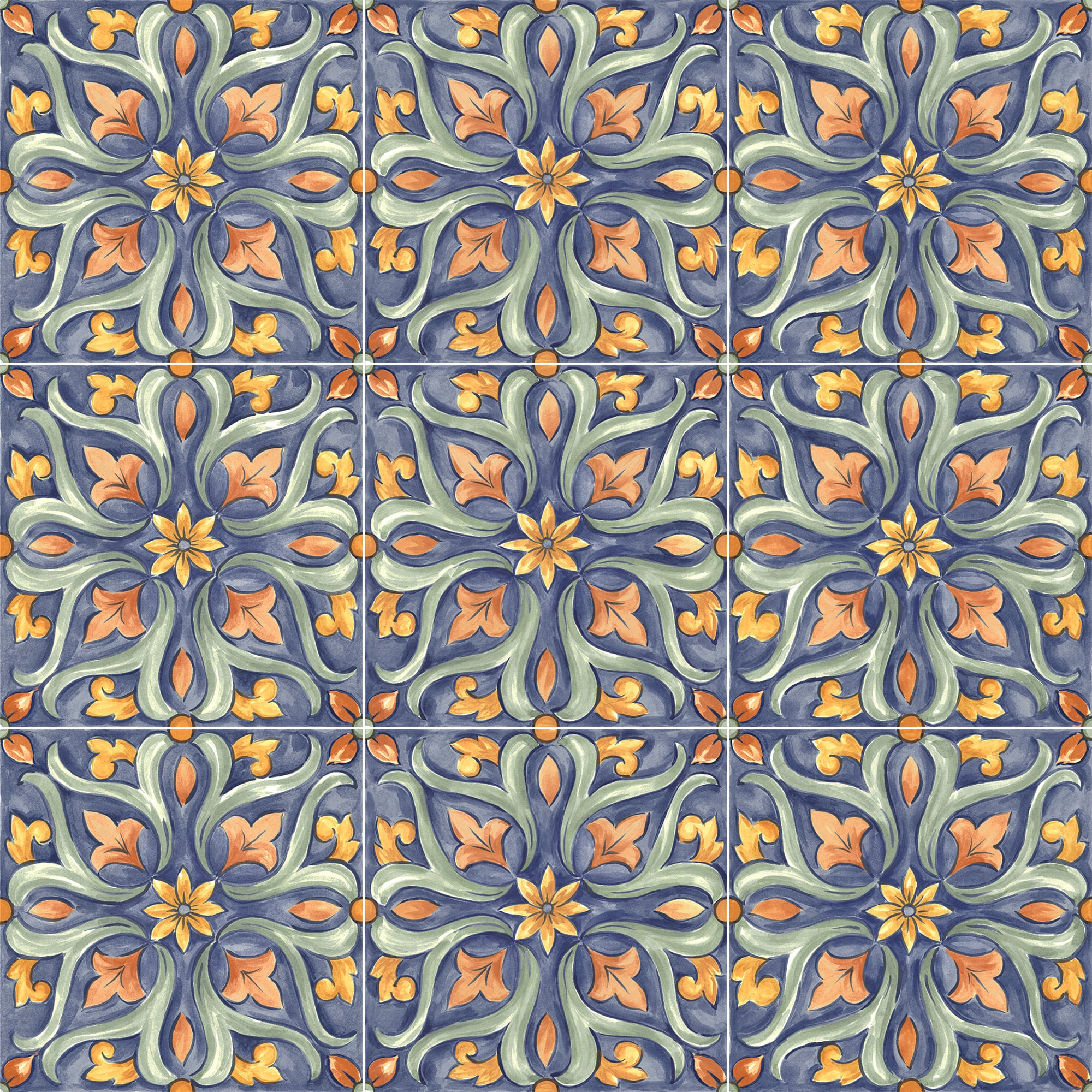 Porcelanato Amuri Decoro Maiolica Multicolor 4 Brillante 20x20 cm
