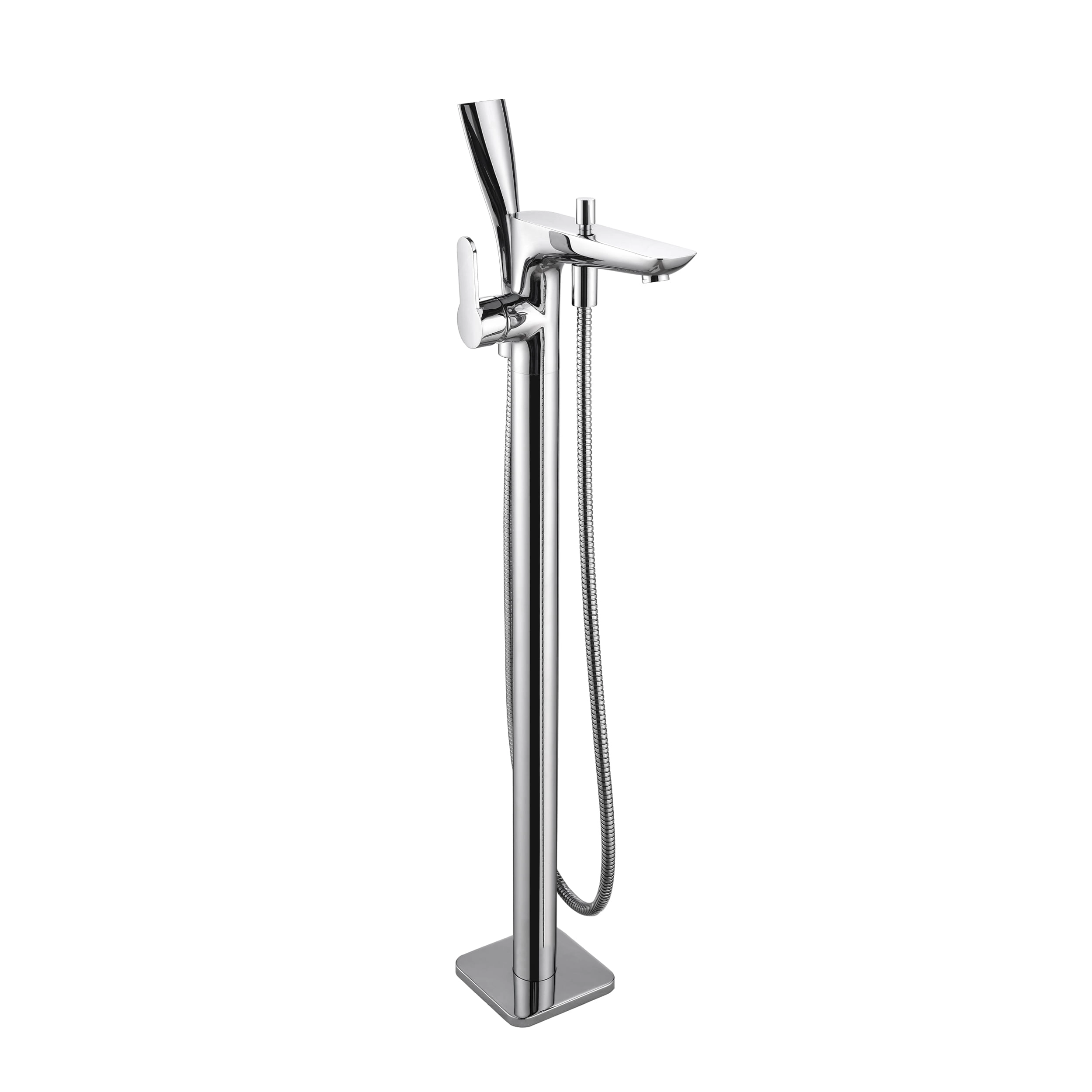 Grifería Tina Pie Smooth C/Ducha Fono, Flexible, Soporte Cromo