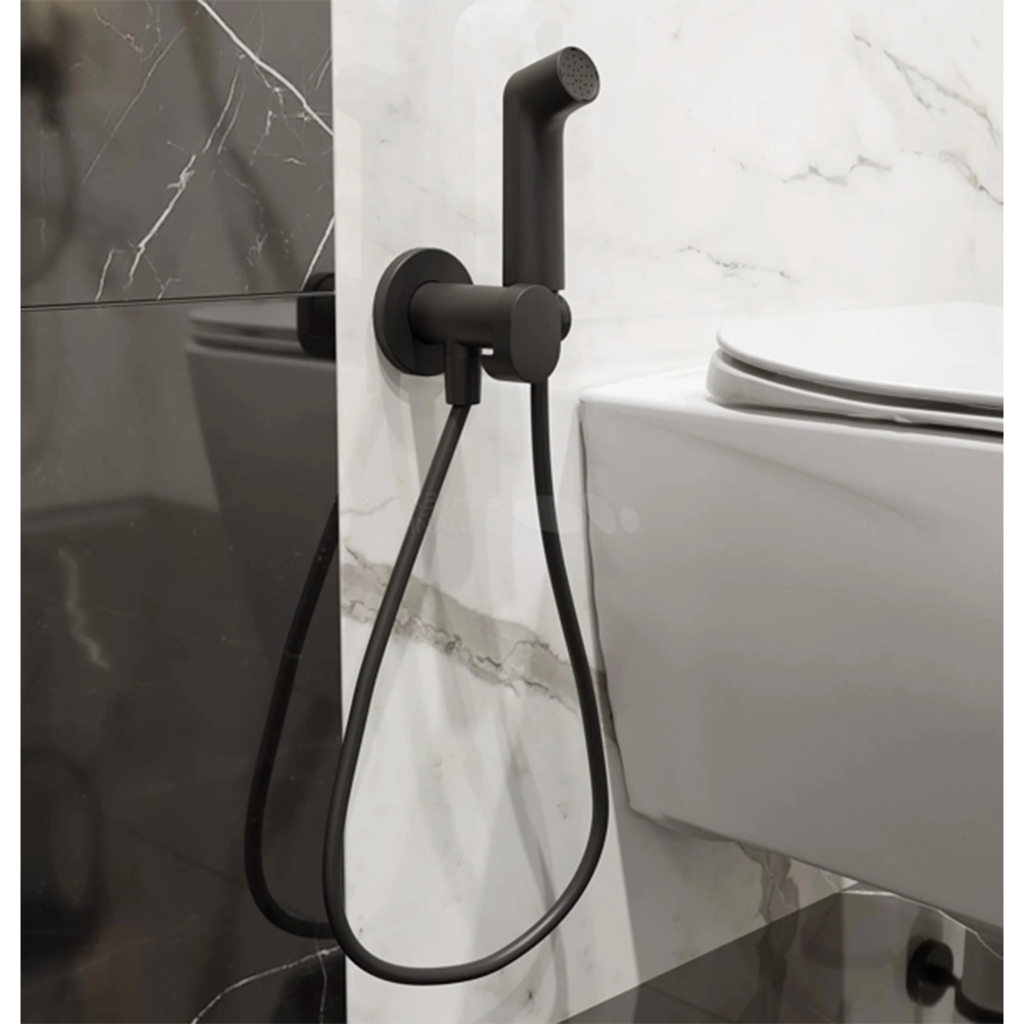 Grifería Ducha Higiénica con Soporte y Flexible Dorada 125 mm