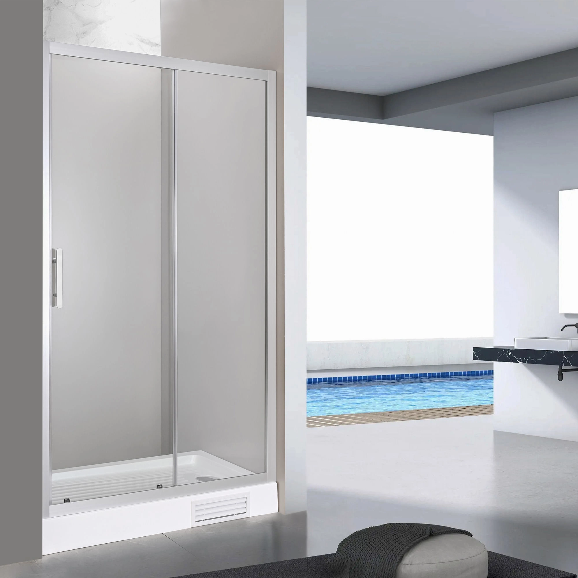 Mampara Ducha Receptáculo Clover 1 Puerta Fija Mate 1400x1980 mm