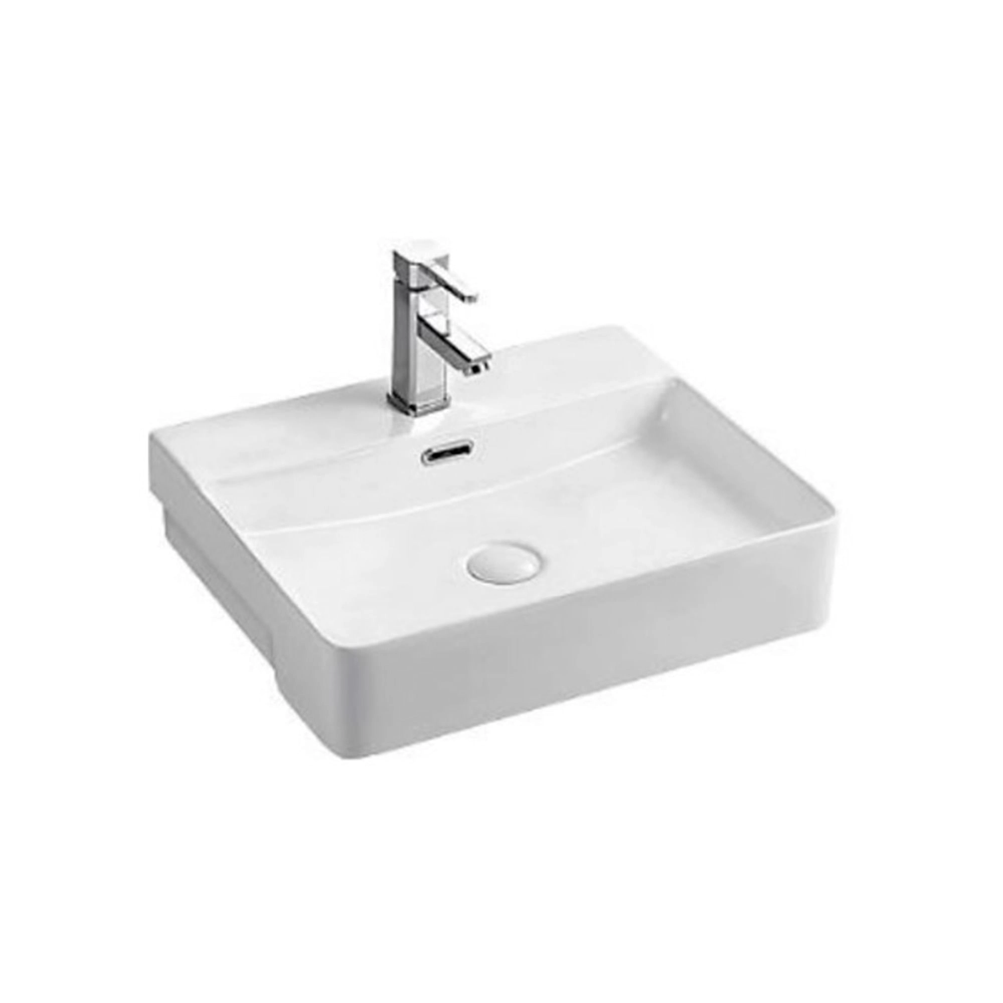 Lavamanos San Slim Semi Empotrada 50 Cm con Rebalse Blanco