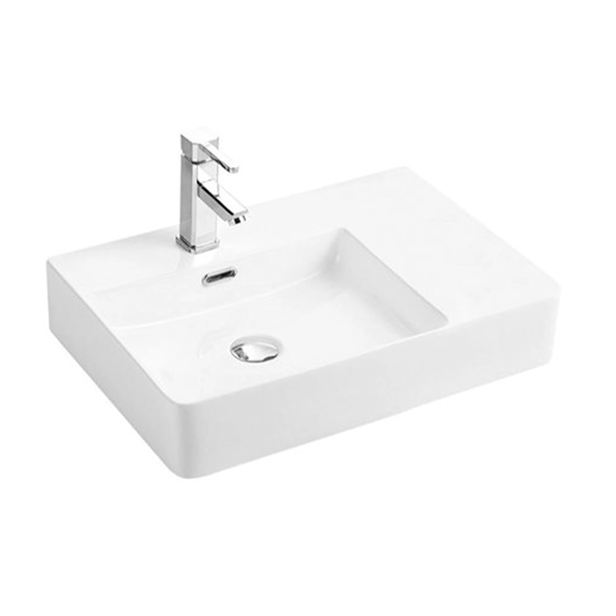 Lavamanos Mural Street Left Blanco sin Pedestal ni Desagüe 600x420x120 mm