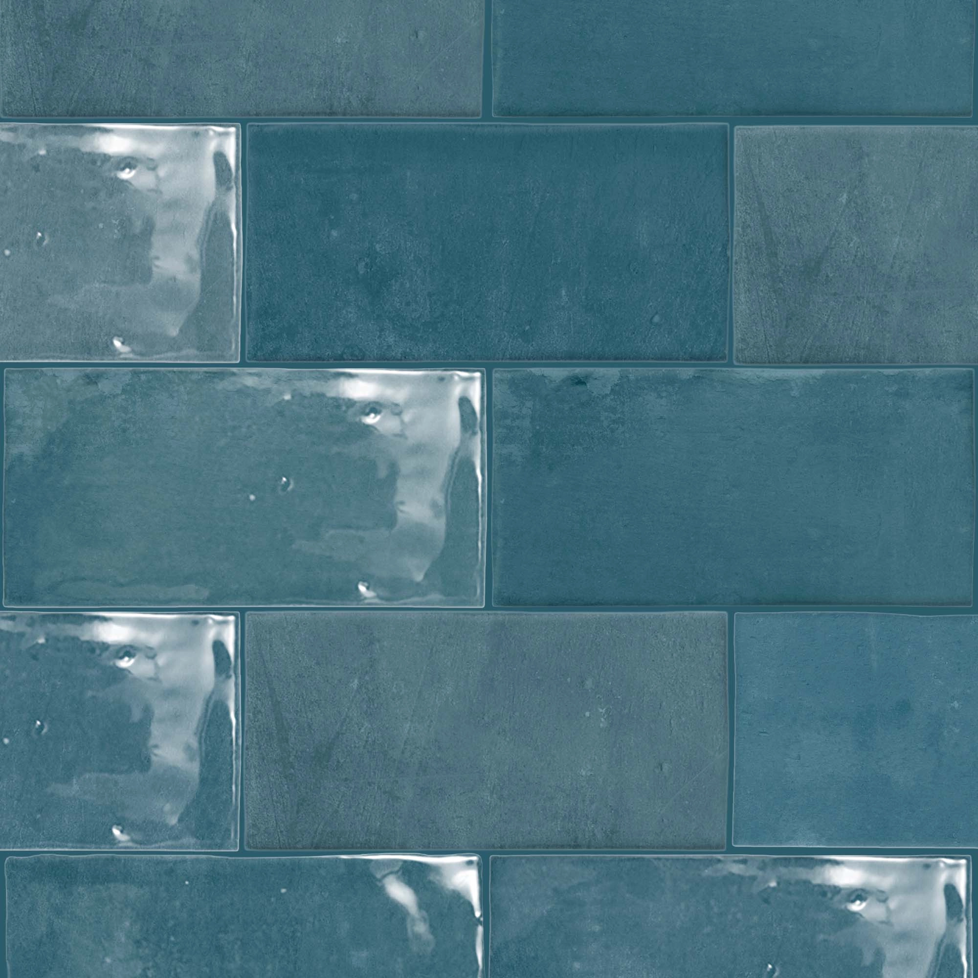 Cerámica Muro Fez Ocean Azul Gloss 6x12.5 cm