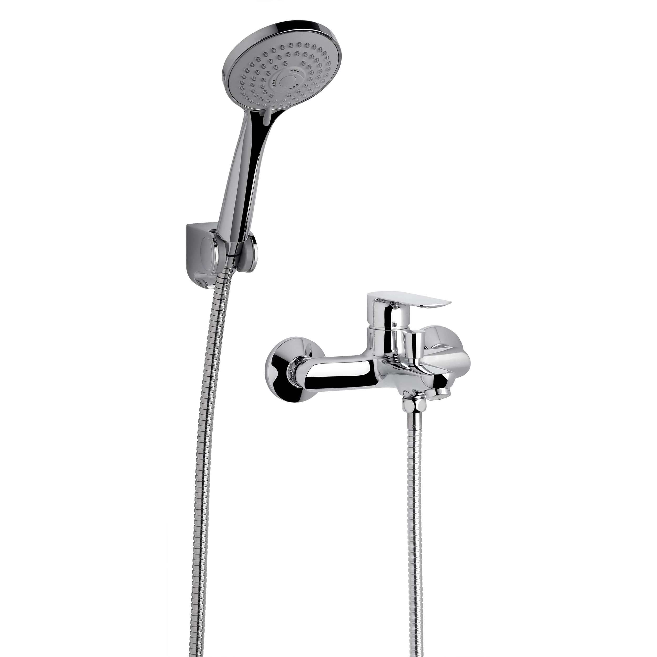 Grifería Tina Coty Expuesta con Soporte, Ducha Teléfono y Flexible Cromado