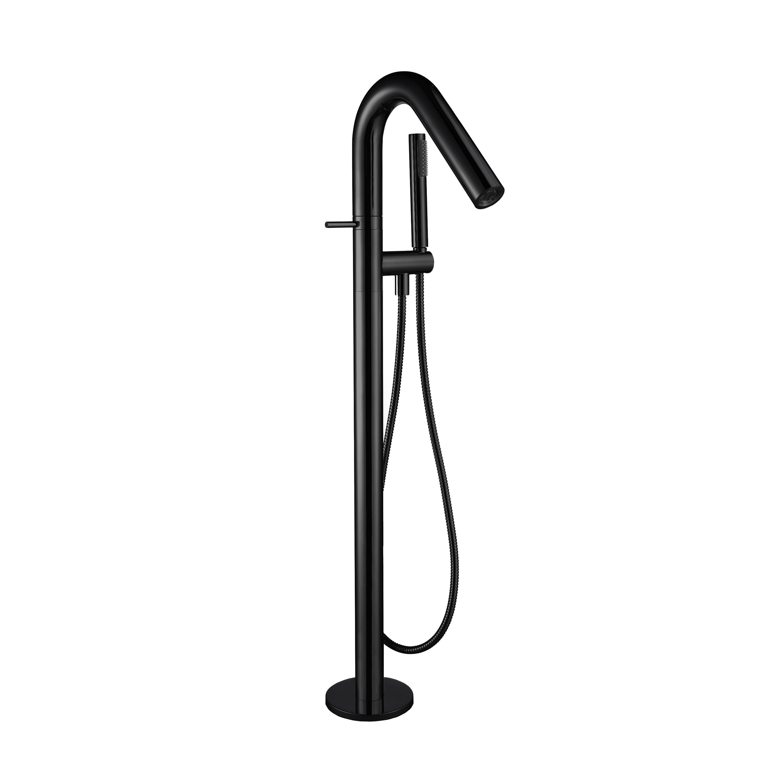 Grifería Tina Pie Curve C/Ducha Fono, Flexible, Soporte Negro Mate