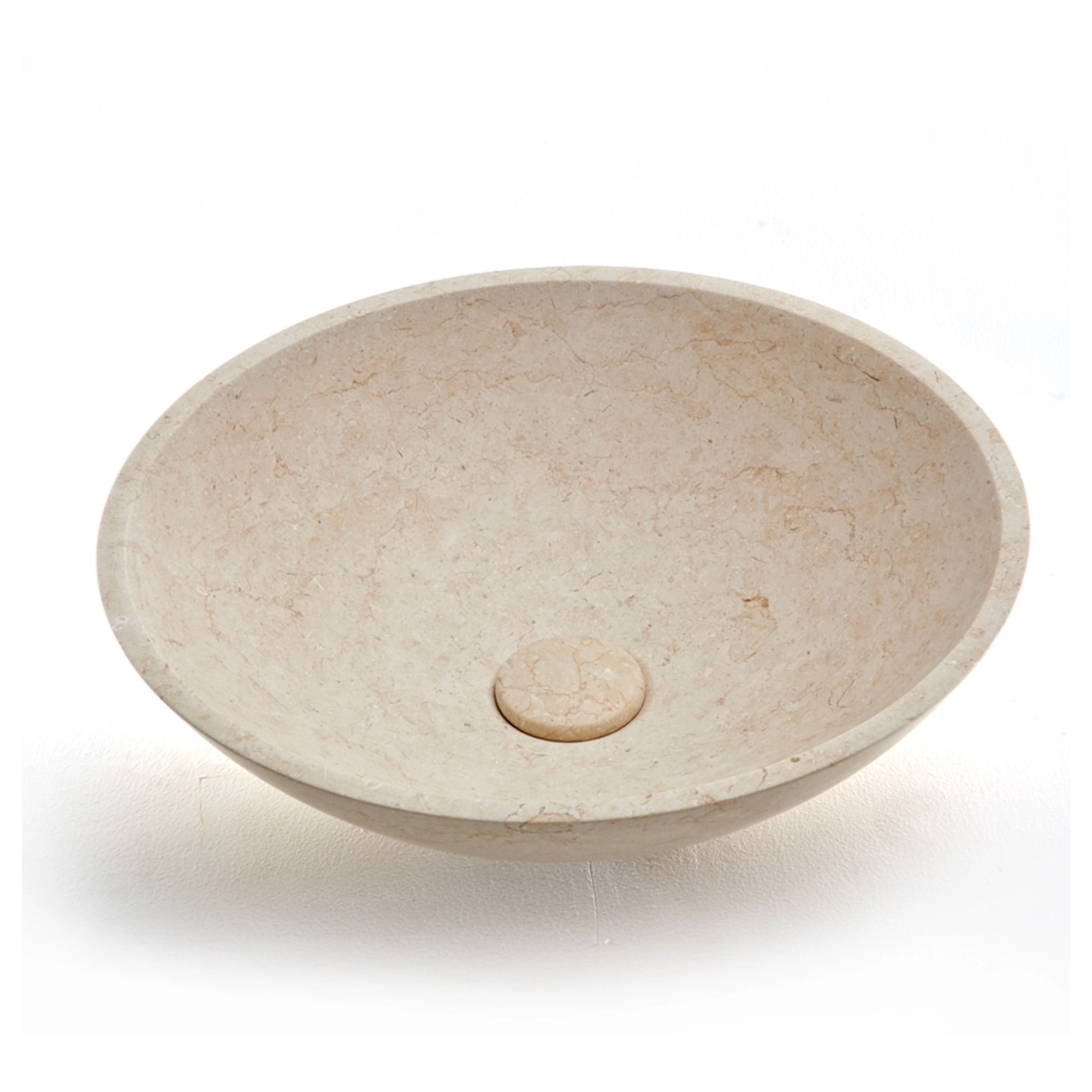 Lavamanos Beige de Sobreponer de Piedra con Desagüe, sin Rebalse 40x40x12x cm